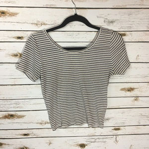 Hollister Black and White Striped Crop Top